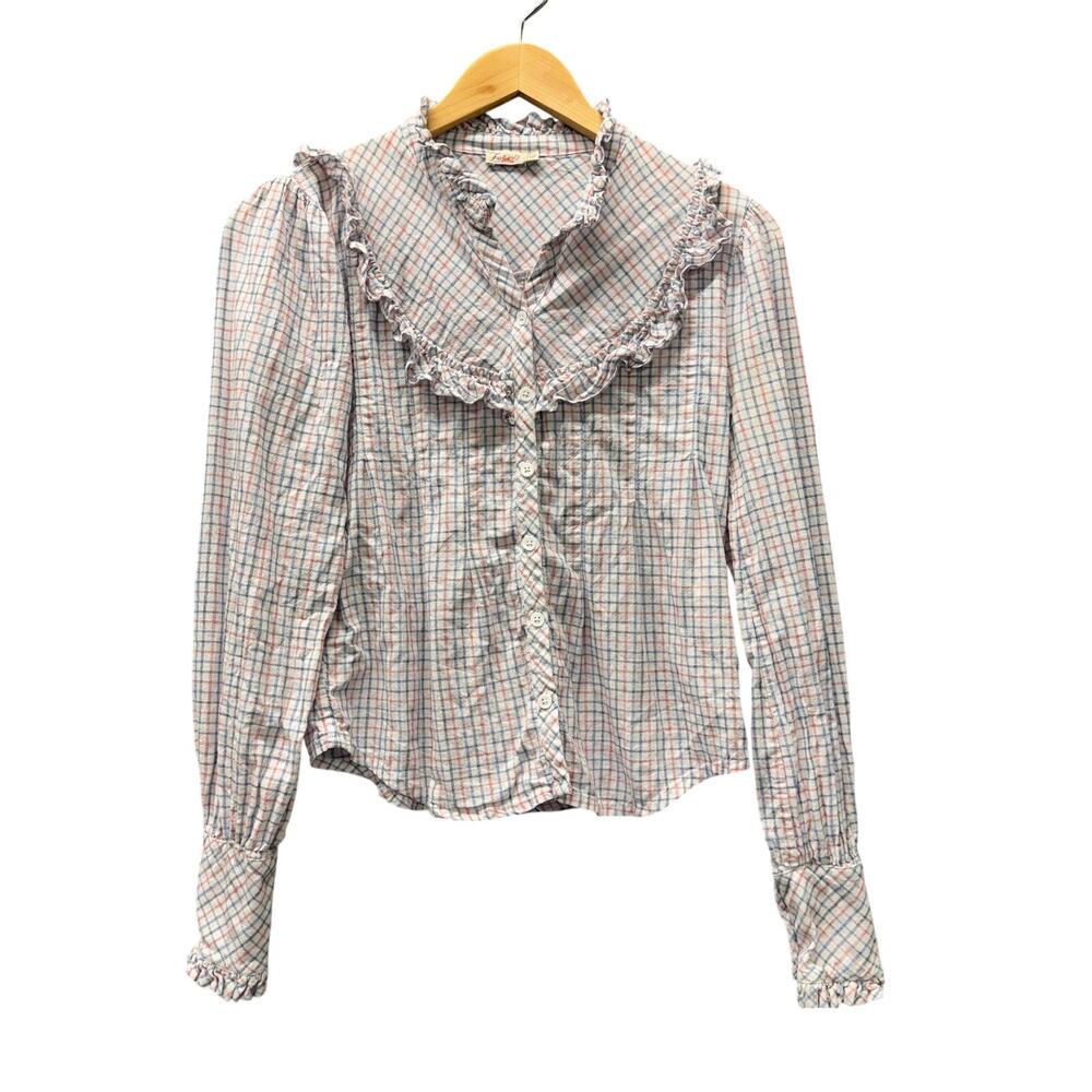 Faherty Alma Plaid Shirt Womens Small Button Up Americana Prairie Cottagecore